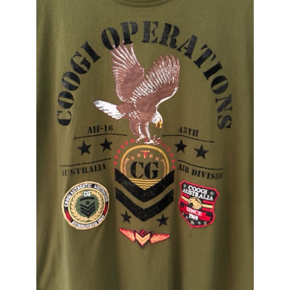 Coogi Operation Men Green Graphic Australia Air Division Patch Eagle T-Shirt XL - Picture 4 of 9